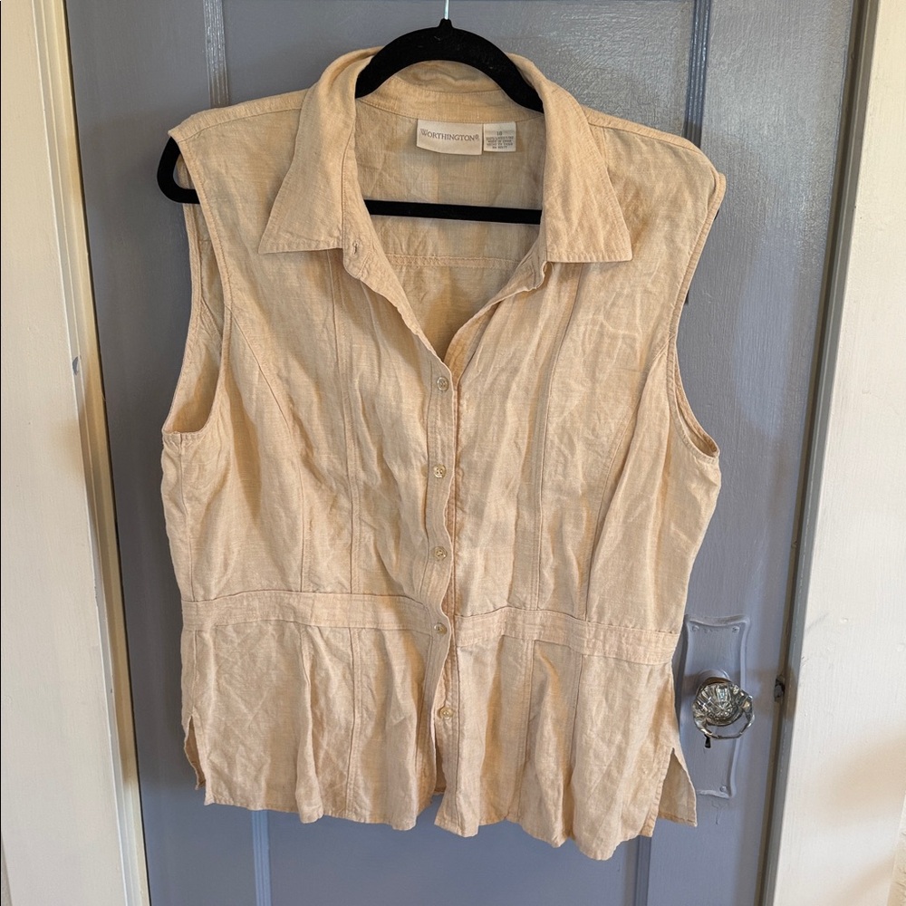 Worthington Cream Linen Blouse